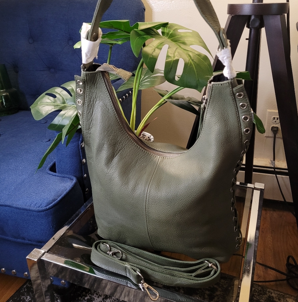 Beautiful Olive Green Boho Shoulder Bag – "Slight imperfections" - Picture 2 of 16